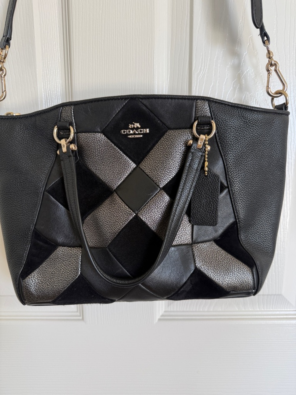 Coach Black Prairie Patchwork Leather Crossbody Shoulder Tote - Picture 13 of 13